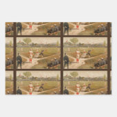 ヴィンテージ1800年代ベースボールゲーム ラッピングペーパーシート