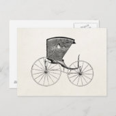 ヴィンテージ1800sアンティークキャリッジ乳母車カートコーチ ポストカード (正面/裏面)