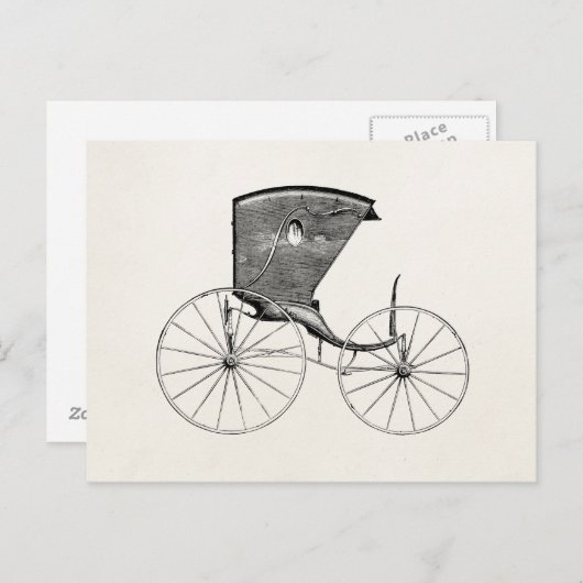 ヴィンテージ1800sアンティークキャリッジ乳母車カートコーチ ポストカード (正面/裏面)