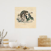 ヴィンテージ1800sカメレオンリザードレトロカメレオン ポスター (キッチン)