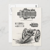 ヴィンテージ1800sガトリングガンマシンガンテンプレート ポストカード (正面/裏面)