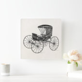 ヴィンテージ1800sキャリッジ馬描アンティーク乳母車 スクエア壁時計 (ホーム)