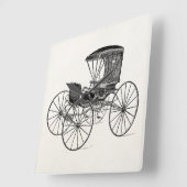 ヴィンテージ1800sキャリッジ馬描アンティーク乳母車 スクエア壁時計 (傾斜)