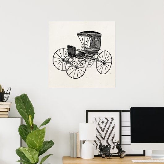 ヴィンテージ1800sキャリッジ馬描アンティーク乳母車 ポスター (ホームオフィス)