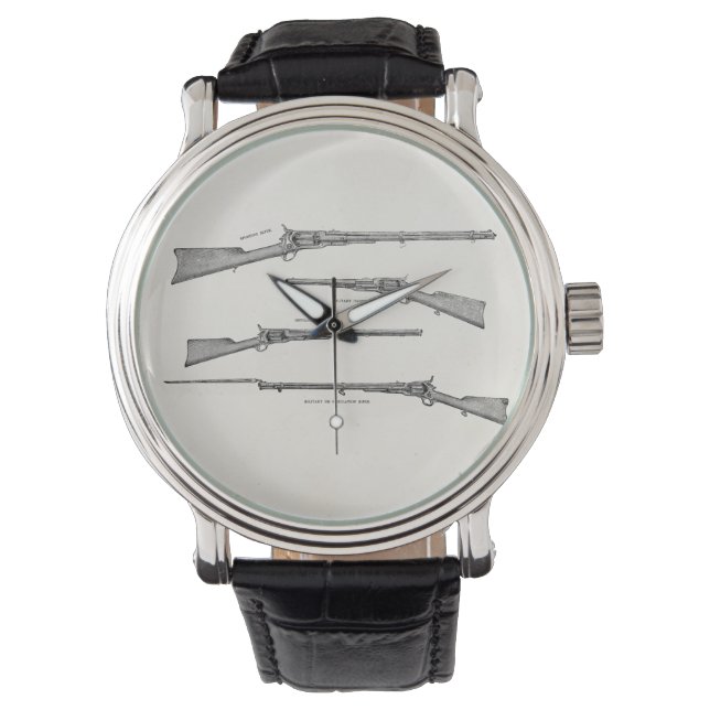 ヴィンテージ1800sショットガンアンティーク銃の古いライフル 腕時計 (正面)