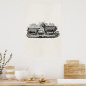 ヴィンテージ1800sシープエウェイラストレーションレトロファーム ポスター (キッチン)