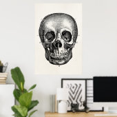 ヴィンテージ1800sスカルレトロスカルスケルトン ポスター (ホームオフィス)
