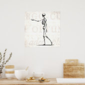 ヴィンテージ1800sスケルトンアンティーク解剖学的骨格 ポスター (キッチン)