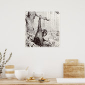 ヴィンテージ1800sチンパンジーうさぎモンキーバニーチンプ ポスター (キッチン)