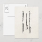 ヴィンテージ1800sナイフフォークスプーンナイフ旧刃物 ポストカード (正面/裏面)