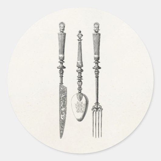 ヴィンテージ1800sナイフフォークスプーンナイフ旧刃物 ラウンドシール (正面)