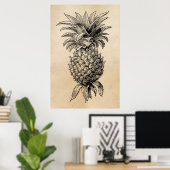 ヴィンテージ1800sパイナップルイラストレーションパイナップル ポスター (ホームオフィス)