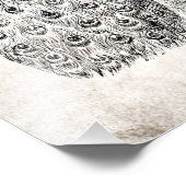 ヴィンテージ1800sレトロ孔雀イラストレーションテンプレート フォトプリント            (角)