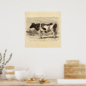 ヴィンテージ1800s大オランダ牛レトロ牛イエロー ポスター (キッチン)
