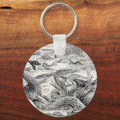 ヴィンテージ1800s恐竜イラストレーション – 恐竜 キーホルダー (正面)