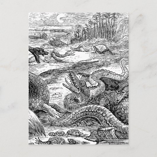 ヴィンテージ1800s恐竜イラストレーション – 恐竜 ポストカード (正面)
