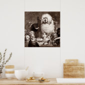 ヴィンテージ1800s犬のテンプレート付きPoodle判事 ポスター (キッチン)