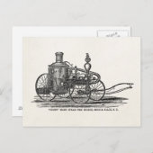 ヴィンテージ1800s蒸気消防車アンティーク消防車 ポストカード (正面/裏面)