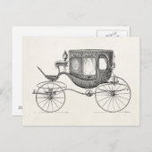 ヴィンテージ1800s車馬描乳母車レトロ車 ポストカード (正面/裏面)