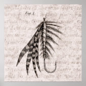 ヴィンテージ1800s釣りフライ古いフック ポスター (正面)