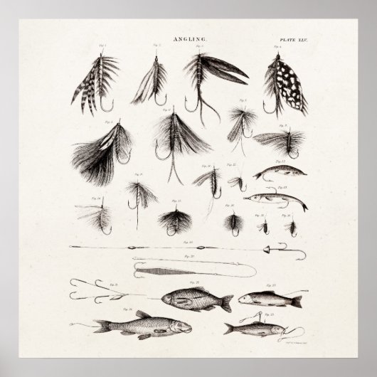 ヴィンテージ1800s釣りフライ釣りルアーズルアー ポスター (正面)