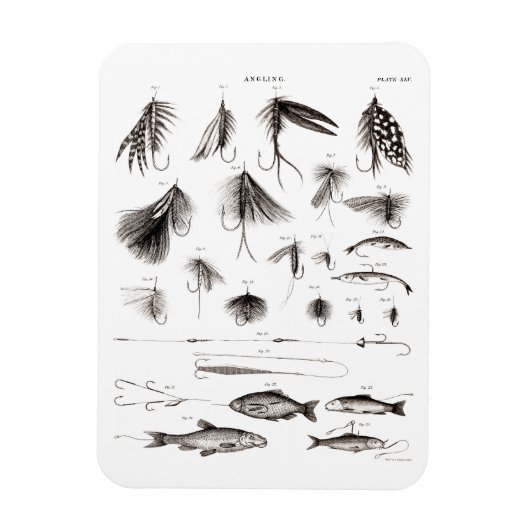 ヴィンテージ1800s釣りフライ釣りルアーフック マグネット (縦)