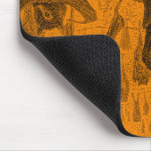 ヴィンテージ1800s飛んでいるキツネこうもりレトロテンプレートオレンジ マウスパッド (コーナー)