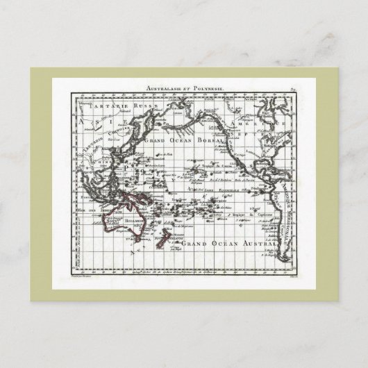 ヴィンテージ1806の地図 – オーストラリア・エポリネシー ポストカード (正面)