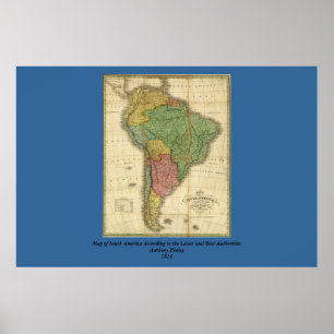 ヴィンテージ1826南米の地図Anthony Finley ポスター