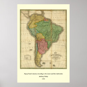 ヴィンテージ1826南米の地図Anthony Finley ポスター