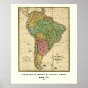 ヴィンテージ1826南米の地図Anthony Finley ポスター