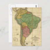 ヴィンテージ1826南米の地図Anthony Finley ポストカード (正面/裏面)