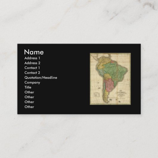 ヴィンテージ1826南米の地図Anthony Finley 名刺 (正面)