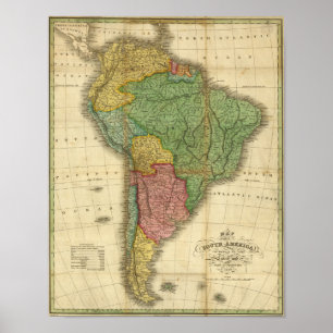 ヴィンテージ1826南米地図(アンソニー・フィンレー) ポスター