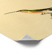 ヴィンテージ1830ハミングバードプリントグリーンオレンジ ポスター (角)