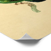 ヴィンテージ1830ハミングバードプリントグリーンブラック ポスター (角)