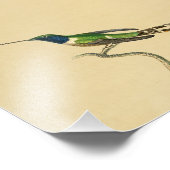 ヴィンテージ1830ハミングバードプリントブルーグリーン フォトプリント            (角)