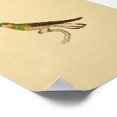 ヴィンテージ1830ハミングバードプリントレッドグリーン ポスター (角)