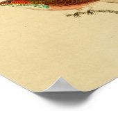 ヴィンテージ1830ハミングバードプリントレッドグリーン ポスター (角)