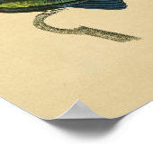 ヴィンテージ1830ハミングバードプリントレッドブルー ポスター (角)