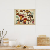 ヴィンテージ1831キノコ品種イエローレッドプリント ポスター (キッチン)