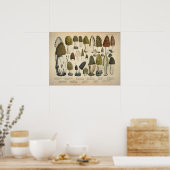 ヴィンテージ1831マッシュルーム品種グリーンブラウンプリント ポスター (キッチン)