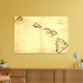 ヴィンテージ1837ハワイの地図 – ハワイアン諸島 キャンバスプリント (インサイチュ (リビング))