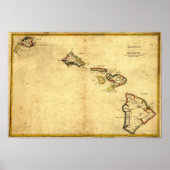ヴィンテージ1837ハワイの地図 – ハワイアン諸島 ポスター (正面)