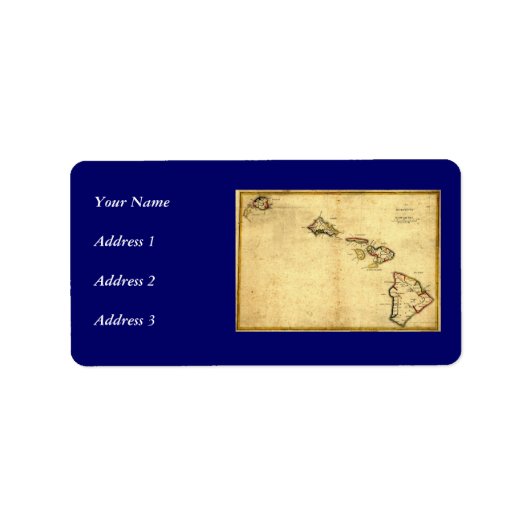 ヴィンテージ1837ハワイの地図 – ハワイアン諸島 ラベル (正面)