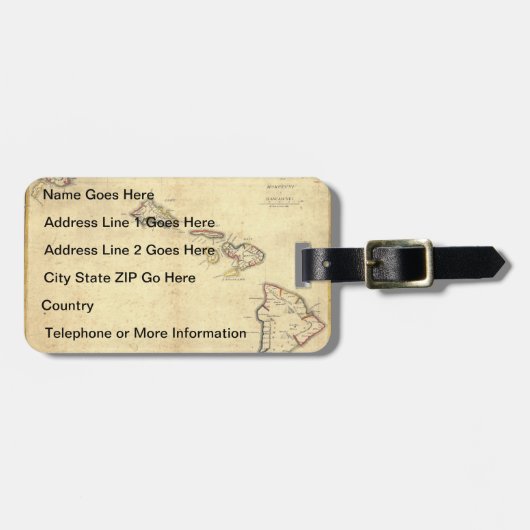 ヴィンテージ1837ハワイマップ-ハワイアン諸島 ラゲッジタグ (正面横)