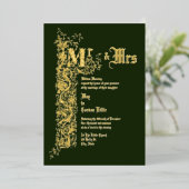 ヴィンテージ1839ビクトリアン年のフローラ縁ど結婚の 箔招待状 (立ち正面)