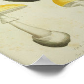 ヴィンテージ1841グリーンイエローマッシュルームアートプリント ポスター (角)