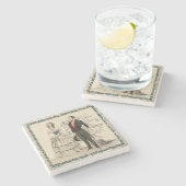 ヴィンテージ1844ビクトリアンの結婚結婚作品 ストーンコースター (横)