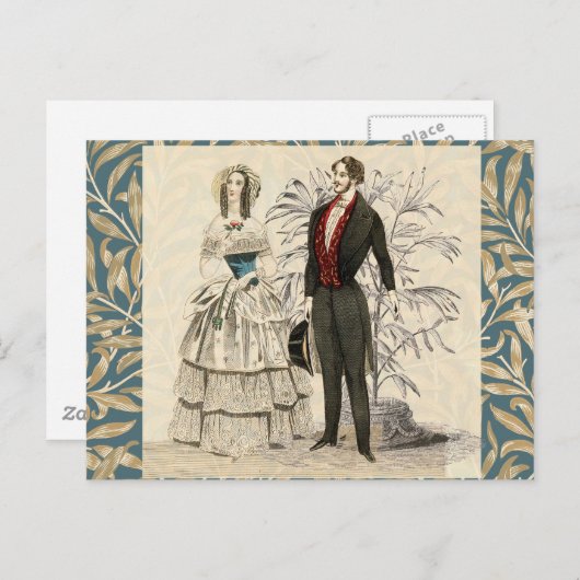 ヴィンテージ1844ビクトリアンの結婚結婚作品 ポストカード (正面/裏面)